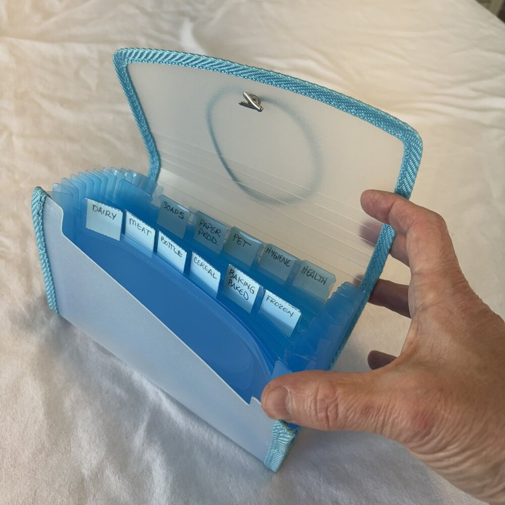 AMPAD 12 Pocket Coupon/Receipt Organizer Blue Expanding